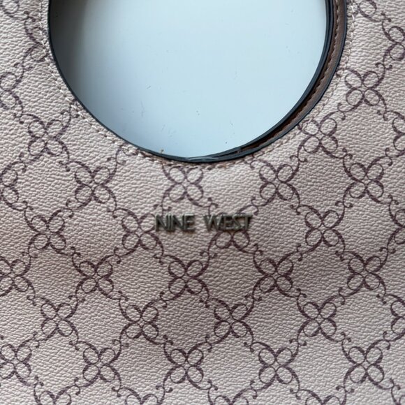 Nine West Monogram Print Beige & Brown Tote Bag Adjustable Shoulder Strap - Picture 6 of 16
